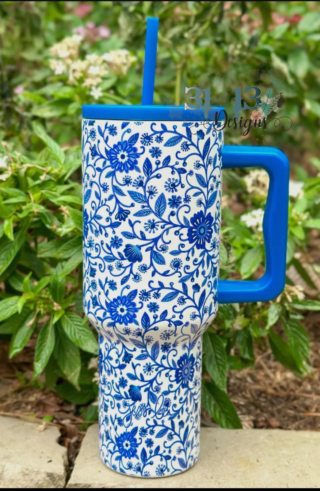Floral Blues Tumbler