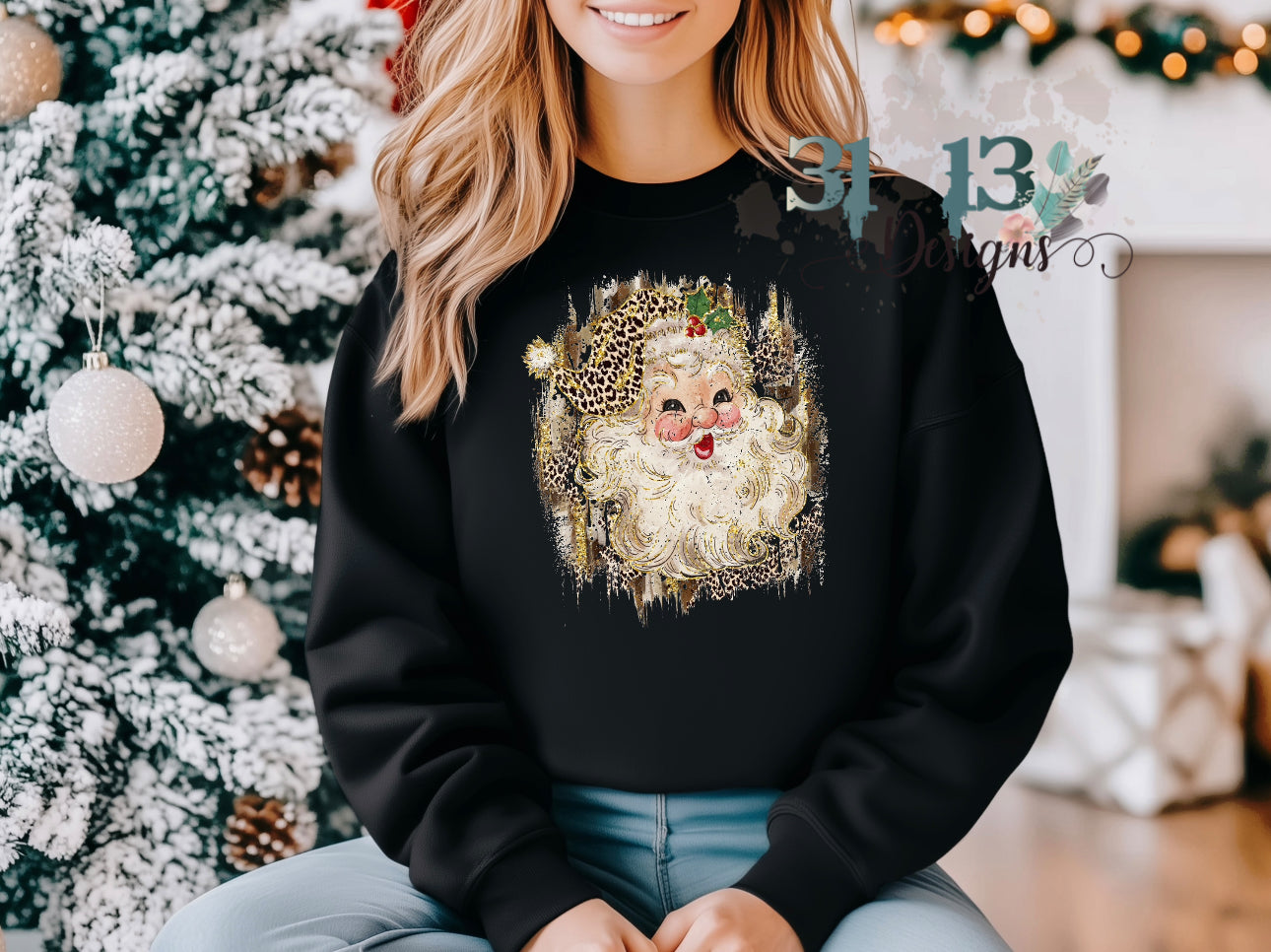 Leopard and Gold Santa