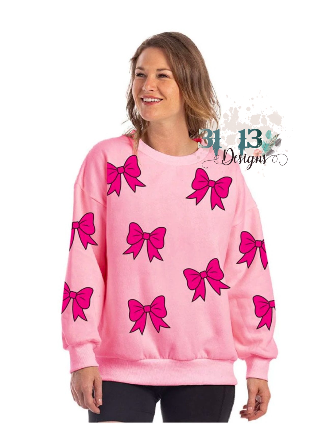 Sequined Bows Chenille Patch Sweatshirts