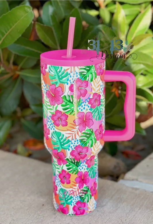 Hot Pink Hawaiian Tumbler