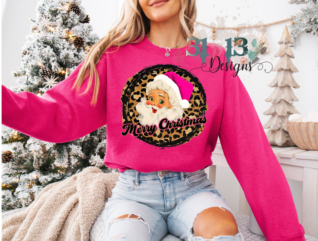 Hot Pink Leopard Santa