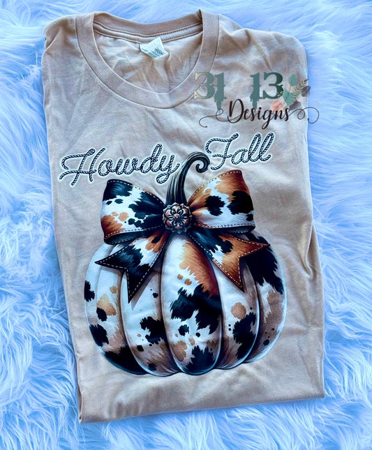 Howdy Fall Cowhide Pumpkin